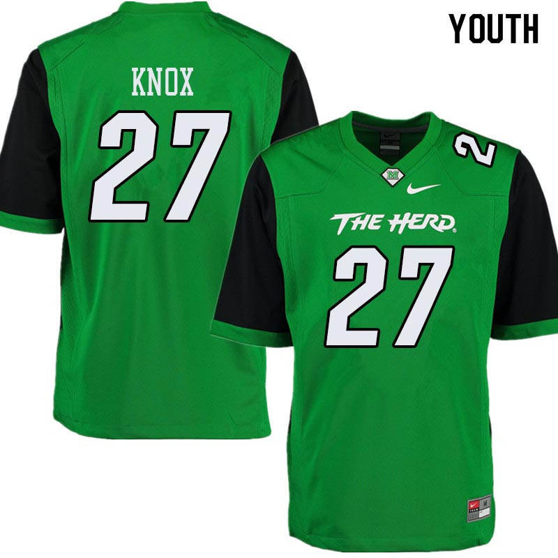 Youth #27 Brenden Knox Marshall Thundering Herd College Football Jerseys Sale-Green